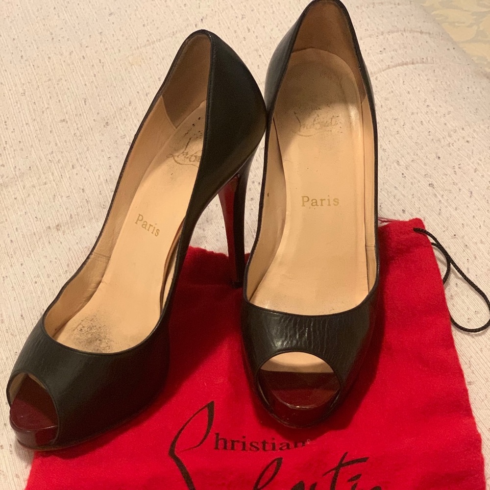 Christian Louboutin , Black Peep Toe Size 7